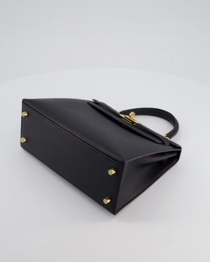 *HOT* Hermès Kelly 25 Sellier Bag in Noir Epsom Leather with Gold Hardware