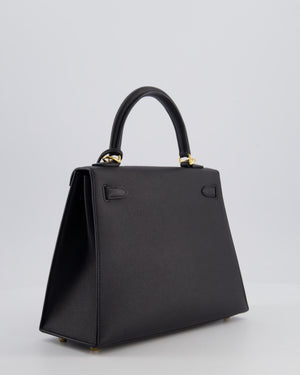 *HOT* Hermès Kelly 25 Sellier Bag in Noir Epsom Leather with Gold Hardware
