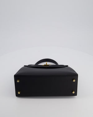 *HOT* Hermès Kelly 25 Sellier Bag in Noir Epsom Leather with Gold Hardware