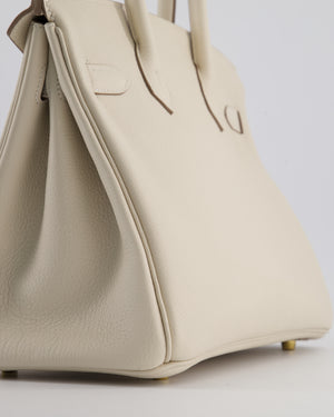 *RARE* Hermès Birkin 30 Retourne Bag in Craie Togo Leather with Gold Hardware