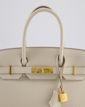 *RARE* Hermès Birkin 30 Retourne Bag in Craie Togo Leather with Gold Hardware