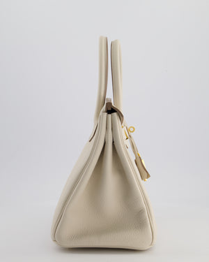 *RARE* Hermès Birkin 30 Retourne Bag in Craie Togo Leather with Gold Hardware