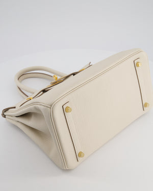 *RARE* Hermès Birkin 30 Retourne Bag in Craie Togo Leather with Gold Hardware