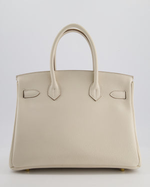 *RARE* Hermès Birkin 30 Retourne Bag in Craie Togo Leather with Gold Hardware