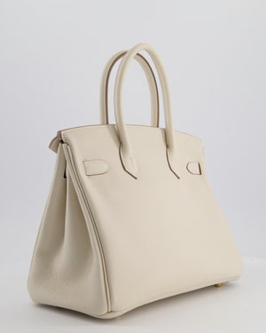 *RARE* Hermès Birkin 30 Retourne Bag in Craie Togo Leather with Gold Hardware