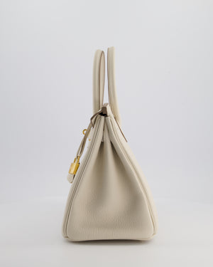 *RARE* Hermès Birkin 30 Retourne Bag in Craie Togo Leather with Gold Hardware