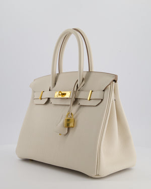 *RARE* Hermès Birkin 30 Retourne Bag in Craie Togo Leather with Gold Hardware