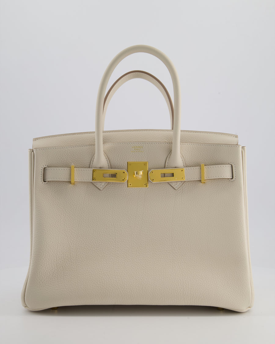 *RARE* Hermès Birkin 30 Retourne Bag in Craie Togo Leather with Gold Hardware