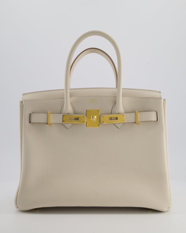 *RARE* Hermès Birkin 30 Retourne Bag in Craie Togo Leather with Gold Hardware