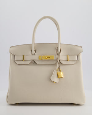 *RARE* Hermès Birkin 30 Retourne Bag in Craie Togo Leather with Gold Hardware