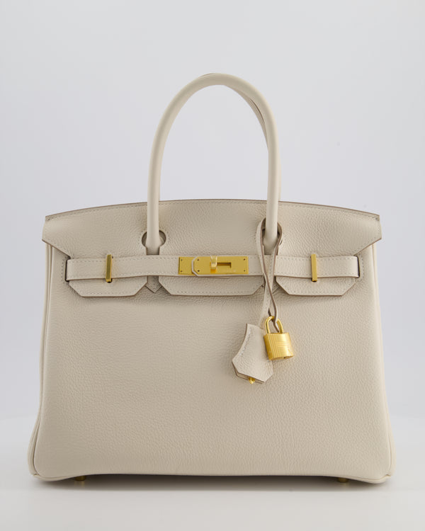 *RARE* Hermès Birkin 30 Retourne Bag in Craie Togo Leather with Gold Hardware