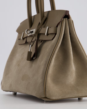 *SUPER RARE* Hermès Birkin 25 Grizzly Retourne Bag in Gris Caillou and Etoupe Swift Leather with Palladium Hardware