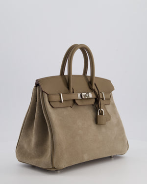 *SUPER RARE* Hermès Birkin 25 Grizzly Retourne Bag in Gris Caillou and Etoupe Swift Leather with Palladium Hardware