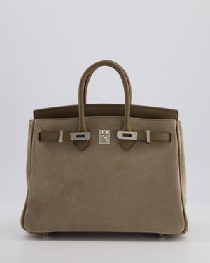 *SUPER RARE* Hermès Birkin 25 Grizzly Retourne Bag in Gris Caillou and Etoupe Swift Leather with Palladium Hardware