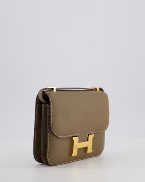 *HOT* Hermès Constance III 18 Miroir Bag in Etoupe Chèvre Mysore Leather with Gold Hardware