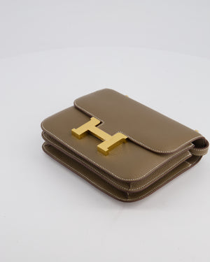 *HOT* Hermès Constance III 18 Miroir Bag in Etoupe Chèvre Mysore Leather with Gold Hardware