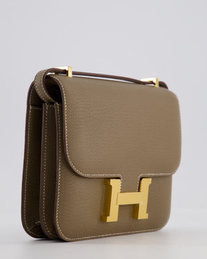 *HOT* Hermès Constance III 18 Miroir Bag in Etoupe Chèvre Mysore Leather with Gold Hardware