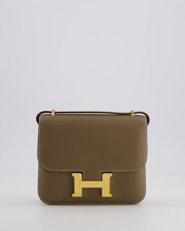 *HOT* Hermès Constance III 18 Miroir Bag in Etoupe Chèvre Mysore Leather with Gold Hardware
