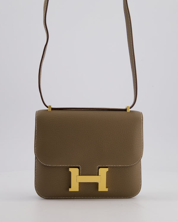 *HOT* Hermès Constance III 18 Miroir Bag in Etoupe Chèvre Mysore Leather with Gold Hardware