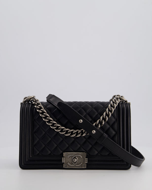 *FIRE PRICE* Chanel Black Medium Boy Bag in Lambskin Leather with Ruthenium Hardware