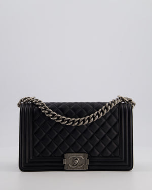 *FIRE PRICE* Chanel Black Medium Boy Bag in Lambskin Leather with Ruthenium Hardware