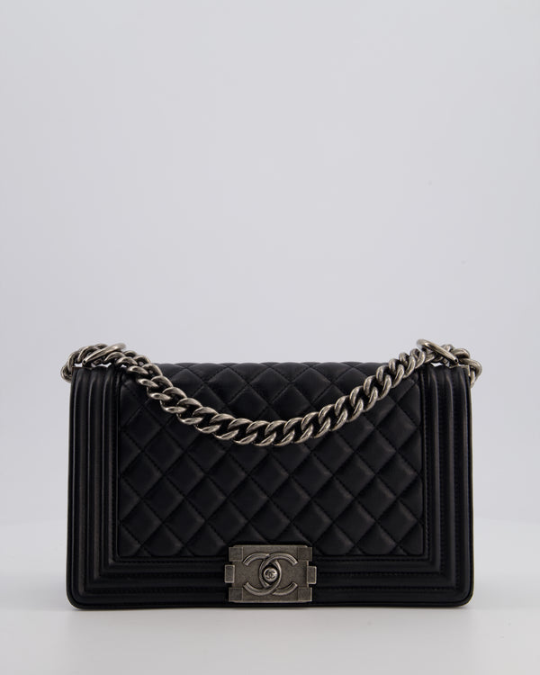 *FIRE PRICE* Chanel Black Medium Boy Bag in Lambskin Leather with Ruthenium Hardware