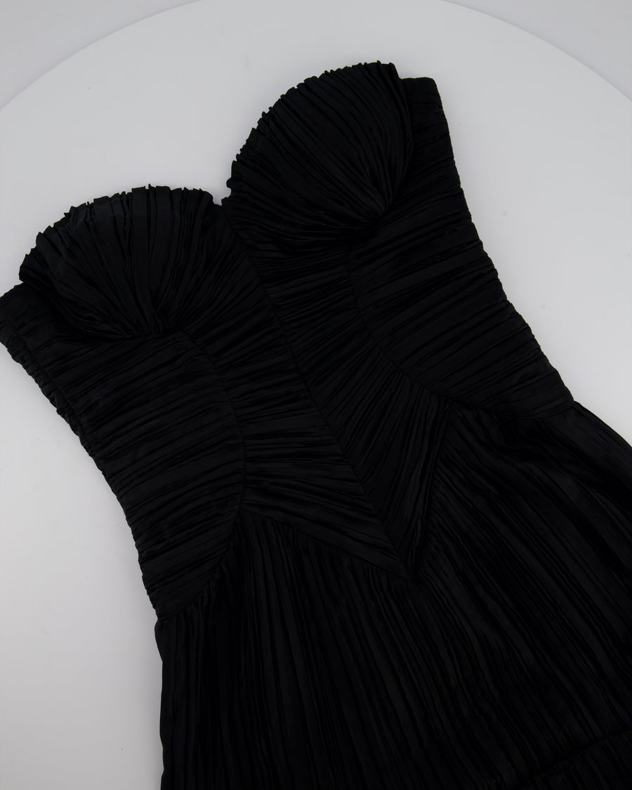 Cult Gaia Black Plissé Strapless Midi Dress Size US 4 (UK 8)
