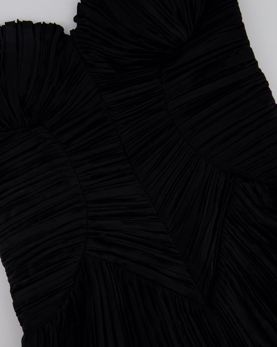 Cult Gaia Black Plissé Strapless Midi Dress Size US 4 (UK 8)
