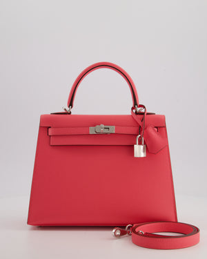 *HOT* Hermès Kelly 25 Sellier Bag in Rose Azalee Epsom Leather with Palladium Hardware