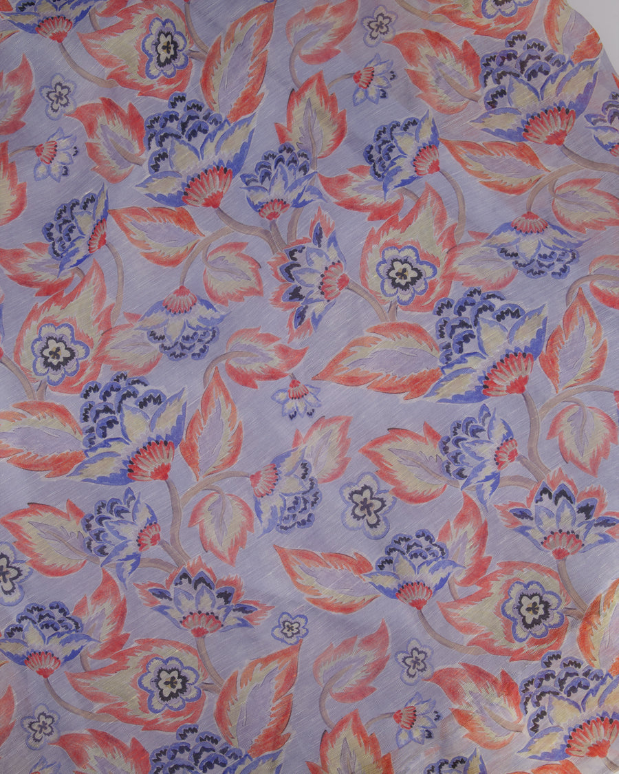 Zimmermann Blue Floral Print Maxi Dress with Embellished Straps Size 0 (UK 8)