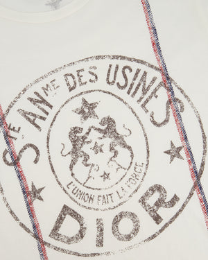 Christian Dior "St Anne Des Usines" White T-Shirt with Stripe and Logo Detail FR 36 (UK 8)