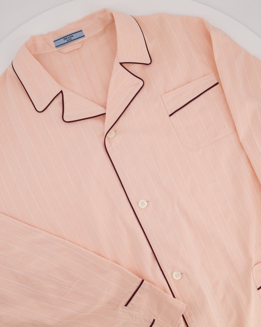 Prada Peach Cotton Shirt with Contrast Trim Size FR 36 (UK 8) RRP £1560