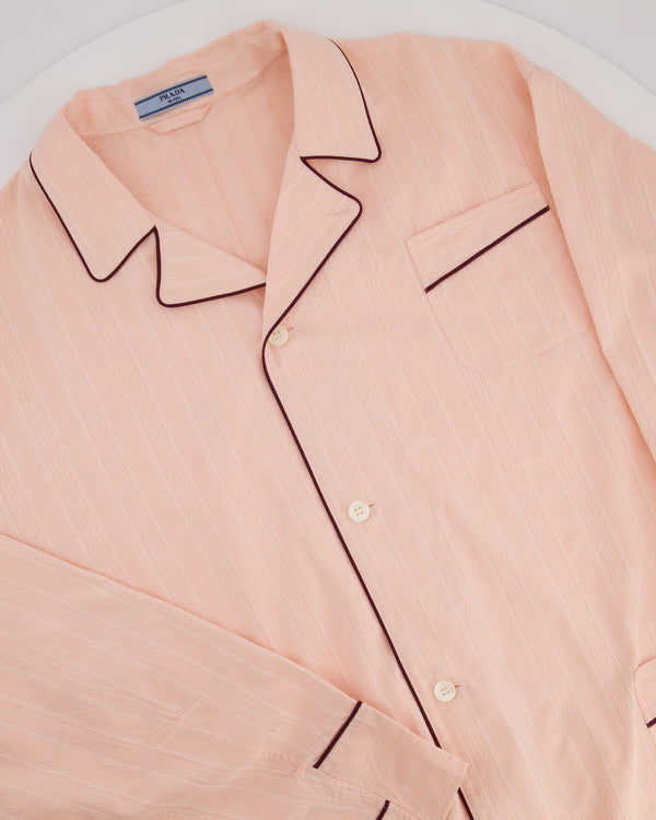 Prada Peach Cotton Shirt with Contrast Trim Size FR 36 (UK 8) RRP £1560