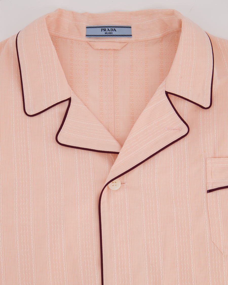 Prada Peach Cotton Shirt with Contrast Trim Size FR 36 (UK 8) RRP £1560