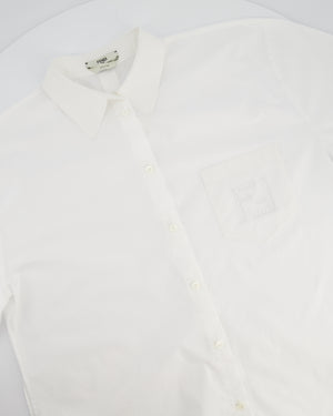 Fendi White Short-Sleeve Bowling Shirt with Logo Detail Size IT 40 (UK 8)
