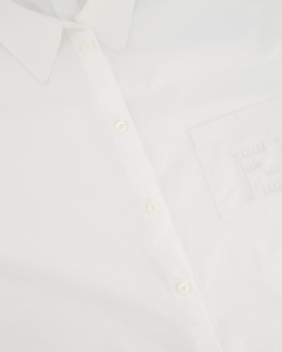 Fendi White Short-Sleeve Bowling Shirt with Logo Detail Size IT 40 (UK 8)