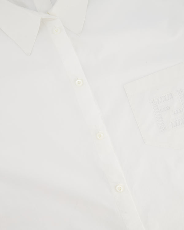 Fendi White Short-Sleeve Bowling Shirt with Logo Detail Size IT 40 (UK 8)