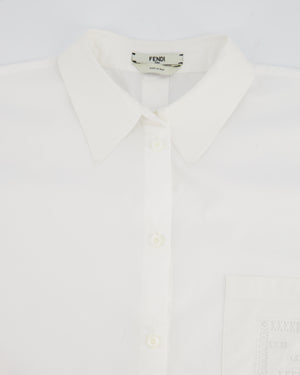 Fendi White Short-Sleeve Bowling Shirt with Logo Detail Size IT 40 (UK 8)