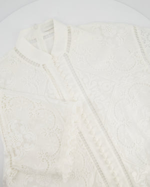 Zimmermann Laurel Lace Shirt Buttoned Dress in Ivory White Size 1 (UK 10)