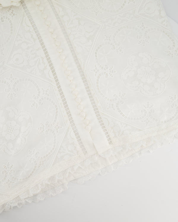 Zimmermann Laurel Lace Shirt Buttoned Dress in Ivory White Size 1 (UK 10)