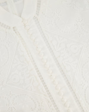 Zimmermann Laurel Lace Shirt Buttoned Dress in Ivory White Size 1 (UK 10)