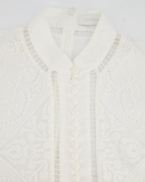Zimmermann Laurel Lace Shirt Buttoned Dress in Ivory White Size 1 (UK 10)