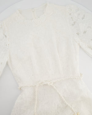 Zimmermann Lola Embroidered Ramie White Midi Dress Size 0 (UK 8)