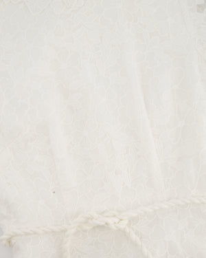 Zimmermann Lola Embroidered Ramie White Midi Dress Size 0 (UK 8)