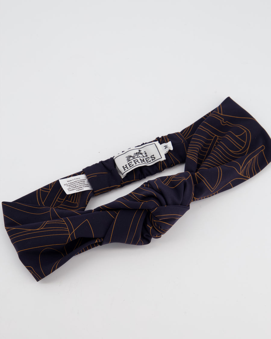 Hermes Bleu Gabier "Thalassa" Print Headband