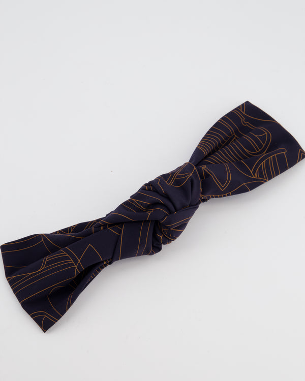 Hermes Bleu Gabier "Thalassa" Print Headband