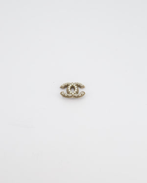 Chanel 2013-2014 CC Logo Pearl Brooch in Champagne Gold Hardware