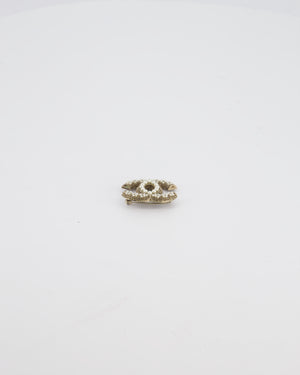 Chanel 2013-2014 CC Logo Pearl Brooch in Champagne Gold Hardware