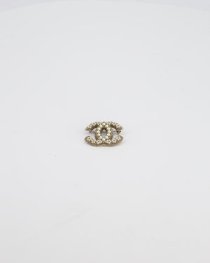 Chanel 2013-2014 CC Logo Pearl Brooch in Champagne Gold Hardware