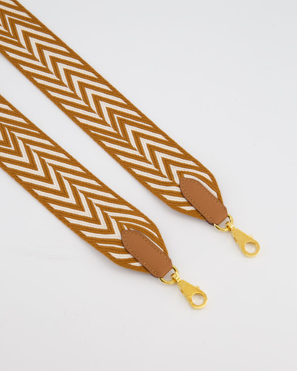 Hermès Gold & White Sangle ZigZag 50mm Bag Strap RRP £1020